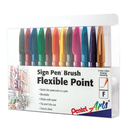 Pentel® Sign Pen® Brush Flexible Point 12 Set | Michaels®